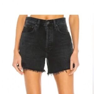 AGOLDE ‘RILEY’ DISTRESSED BLACK DENIM SHORTS